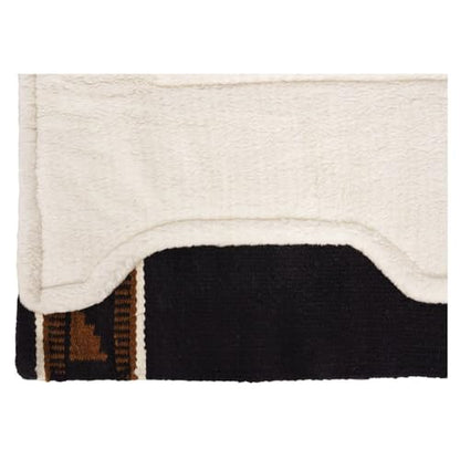 Dura-Tech Performance Western Horse Saddle Pad | Hand-Woven Acrylic with Moisture-Wicking Fleece | 3/4" Felt Interior | Classic Native Design | 34" x 36" - color: Black/White/Green