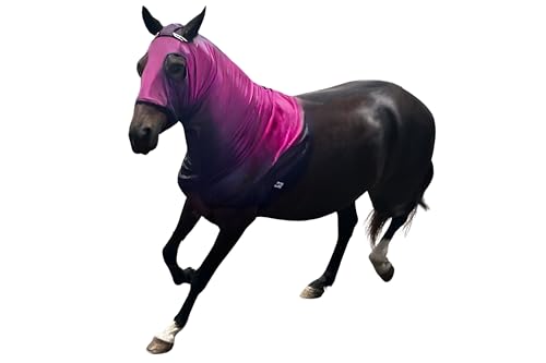 Horse Slinky Hood with Zipper, Stretch Spandex Horse Sleezy for Mane Protection, Breathable Hood Cover for Show Prep, Braids Saver, Sleek Grooming Under Blanket Use, Protectores para Caballos - color: Burgundy, size: X-Large