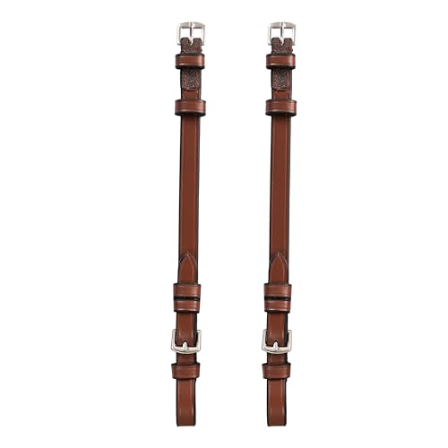 English Bridle Cheek Pieces– 5/8" (16mm) Leather Replacement Cheekpieces with Buckle Fastening – Premium Vegetable-Tanned Leather Horse Tack – Stainless Steel Hardware – Full Size - color: Oak Brown, size: Cob/Medium Size