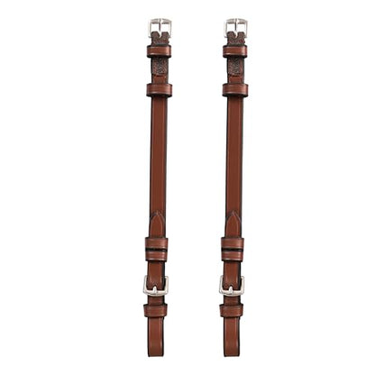 English Bridle Cheek Pieces– 5/8" (16mm) Leather Replacement Cheekpieces with Buckle Fastening – Premium Vegetable-Tanned Leather Horse Tack – Stainless Steel Hardware – Full Size - color: Oak Brown, size: Over/Warm Blood Size