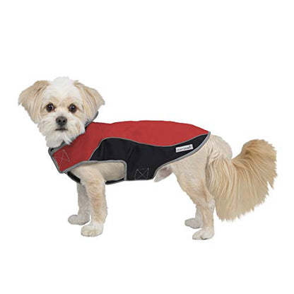 Jacket for All Dogs, Fleece-Lined, Waterproof Doggie Vest, Reflective Pet Parka (6800) (X-Small, Red and Black) - color: Red/Black, size: X-Small