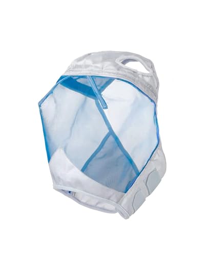 Harrison Howard CareMaster Horse Fly Mask Half Face with Ears Silver/Blue Retro M - color: Silver/Blue Retro, size: Cob (Medium)