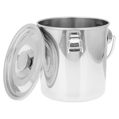 2Pcs Stainless Steel Fire Extinguisher Bucket with Lid Small Metal Airtight Storage Canister for Wine Cooler Beverage Ice Pails with Handles Camping Coolers 3.8 Quarts / 1 Gallon