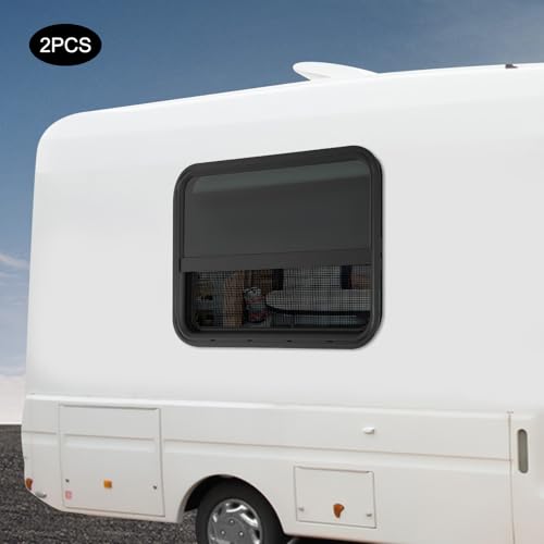 2 Pack RV Window Teardrop Style, 30" X 20" Universal RV Window Vertical Slide With 2 Trim Ring, Vertical Sliding Glass Window with Screen Window for Cargo, Horse Trailer(30"Wx20"H（2 pack）) - size: 30"Wx20"H（2 pack）
