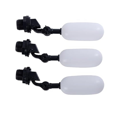 3 Pack 3/4 Inch Adjustable Float Ball Valve Kit for Automatic Water Level Control in Tanks, Ponds, Aquariums – Versatile Mini Valves for Livestock and Hydroponics(Black)