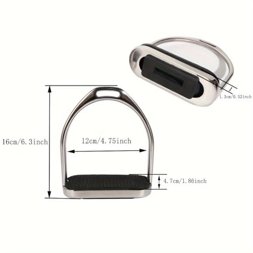 Juhua 304 Stainless Steel Horse Saddle Western Riding Stirrups Pair Leather Tread (A Pair)
