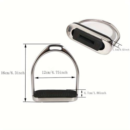 Juhua 304 Stainless Steel Horse Saddle Western Riding Stirrups Pair Leather Tread (A Pair)