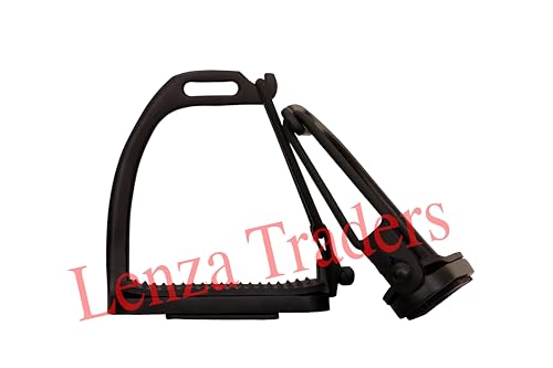 Peacock Black Matte Safety Stirrups Horse Riding S/Steel with TREADS, Horse Stirrups, Equestrian Peacock Safety Stirrups for Adults/Childerns - size: 4.5" inch