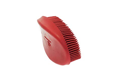 Grewal Equestrian Oval Face Grooming & Bathing Curry Brush for Horses, Dogs, Cats, & Other Pets - Very Soft Bristles (Red) - color: Red