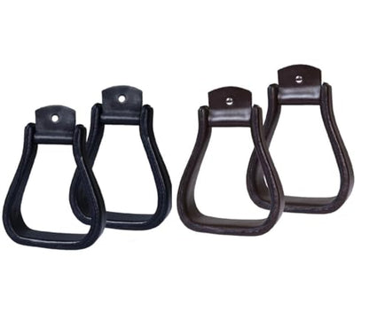 Black Brown Cow Hide Leather Horse Riding Western Saddle Stirrups