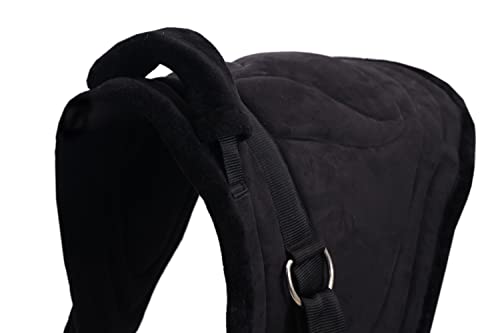 Majestic Ally Padded Suede Leather Bareback Pad Horse Riding Pad with Non Slip Breathable Girth & Stirrups - color: Black