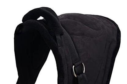 Majestic Ally Padded Suede Leather Bareback Pad Horse Riding Pad with Non Slip Breathable Girth & Stirrups - color: Black