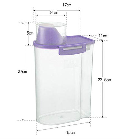 Pet Food Storage Container with Measuring Cup, Pour Spout and Seal Buckles Food Dispenser for Dogs Cats (Purple) - color: Purple