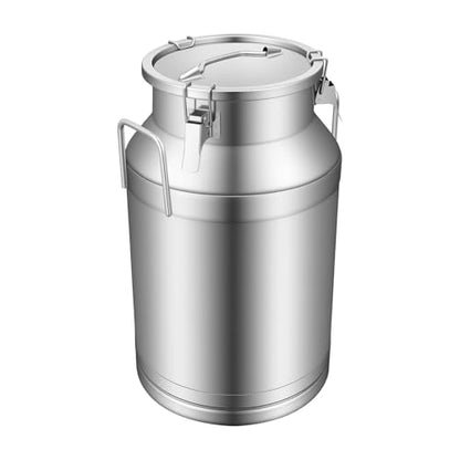 DYNAMI 10.6Gal Stainless Steel Milk Can with Sealed Lid and Handles,Anti-Leak Liquid Storage Barrel,Food Grade Container for Milk, Liquid,Solid Storage and Transport,Large Opening for Easy Cleaning - size: 10.6Gal