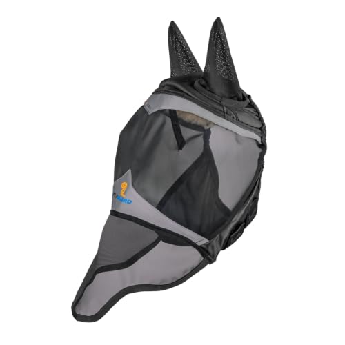Shires FlyGuard Pro Fine Mesh Fly Mask with UV Protection Jet/Extra Full/Ears and Nose - color: Jet, size: Extra Full