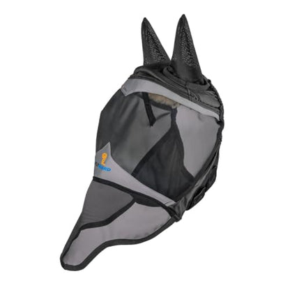 Shires FlyGuard Pro Fine Mesh Fly Mask with UV Protection Jet/Extra Full/Ears and Nose - color: Jet, size: Extra Full