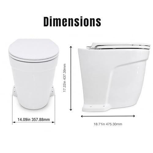 SEAFLO Deluxe Flush Freshwater Electric Marine Toilet - Fresh Water Rinse, 12V, w/ 4-way Flush Panel, Smart Flushing System, Ceramic Bowl, Soft Close Seat, Quiet Flush, Macerator Pump, 4 Year Warranty - style: 12V Deluxe Flush - Fresh Water Rinse - Soleno