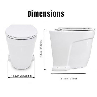SEAFLO Deluxe Flush Freshwater Electric Marine Toilet - Fresh Water Rinse, 12V, w/ 4-way Flush Panel, Smart Flushing System, Ceramic Bowl, Soft Close Seat, Quiet Flush, Macerator Pump, 4 Year Warranty - style: 12V Deluxe Flush - Fresh Water Rinse - Soleno