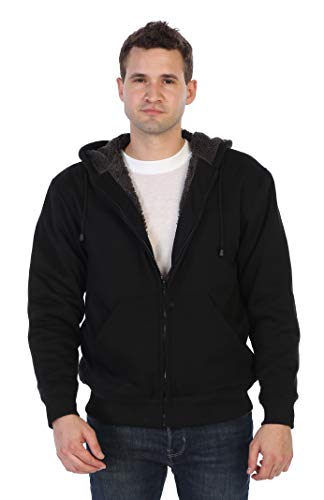 Gioberti Men's Soft Heavyweight Sherpa Lined Fleece Hoodie Jacket - color: Black C, size: Medium
