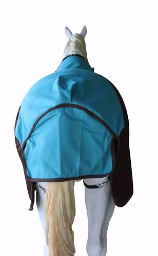 1200D Horse Turnout Blanket Waterproof, Breathable, Heavy-Weight Winter Blanket with 300g Fill, Ripstop Outer Shell - color: Turquoise/Brown, size: 78 inches