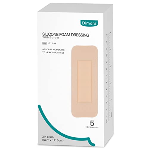 Dimora Silicone Foam Dressing 2"x5" Adhesive Border - size: 2"x5"(5Packs)