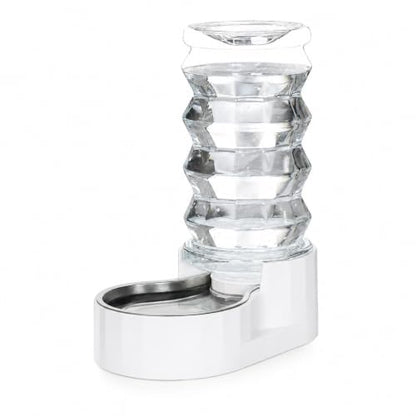 RIZZARI 8L Gravity Dog Water Dispenser: Stainless Steel Bowl Anti-Splash - color: White, size: 8L