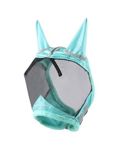 Harrison Howard Horse Fly Mask UV Protective Fine Mesh with Extra Wool Soft Touch on Skin Fly and UV Protection Summer Mint-Black S - color: Summer Mint-Black, size: S