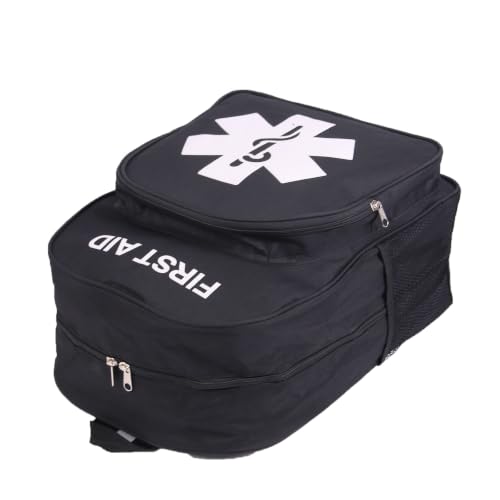 Red Emergency Bag First Aid Backpack Empty Medical First Aid Treatment First Responder Trauma Bags for Hiking Outdoors Travel Camping Pet Dog Cat Daycare (Black White) - color: Black White