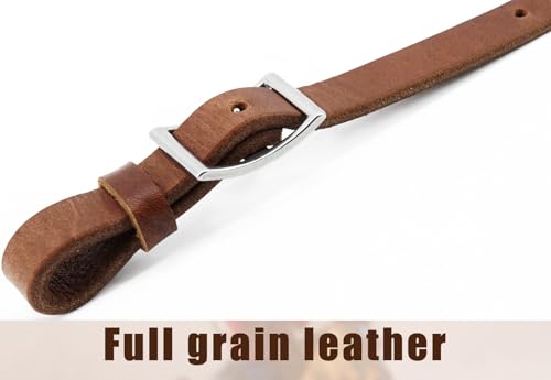 Jeereal Heavy Harness Leather Western Roper Rein,Barrel Reins for Horses, Round Trail Rein,Stainless Steel Hardware,Rich Brown,5/8" x 7'