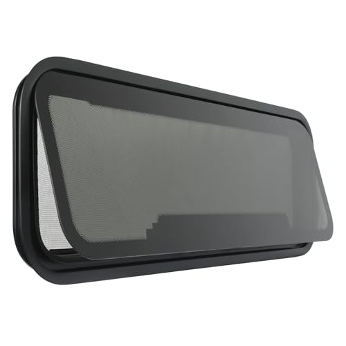 NEW Breathable RV Window, Tinted with Net Screen and Trim Ring - size: 33.5x10.5in