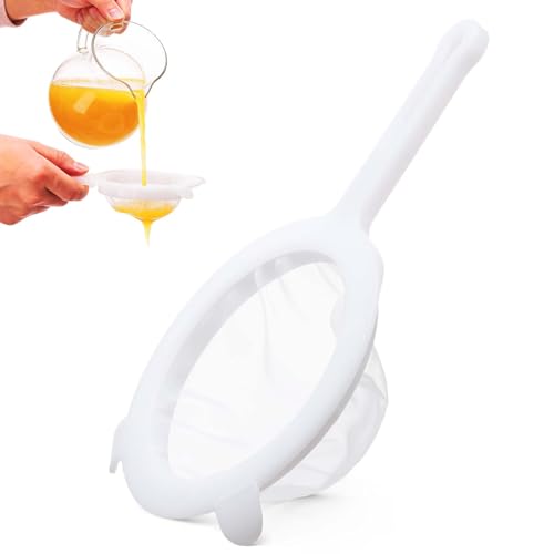 Fine Mesh Strainer with Handle & Resting Tabs, 120 Mesh 5.9", Plastic Juice Strainer after Juicing, Nylon Juice Filter, Small Sieve for Kefir Grains, Soy/Nut Milk, Yogurt, Tea, Coffee, Honey - size: 120 Mesh 5.9"