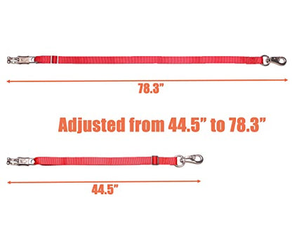 Adjustable Nylon Cross Ties （2 Pack）-Cross Tie with Panic Snap and Bull Snap - Adjusts from 44.5" to 78.3" - color: Red