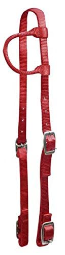 Premium Nylon Single Ear Headstall - color: Red