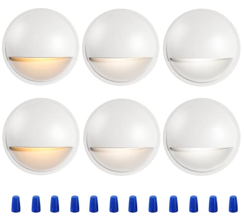 CLOUDY BAY [6 Pack] 3CCT Low Voltage LED Deck Lights Outdoor,2700K/3500K/5000K Selectable,Landscape Step Stair Railing Fence Light Wired,3W,12V-24V AC/DC Deck Lighting Fixtures,White - color: White | 6 Pack