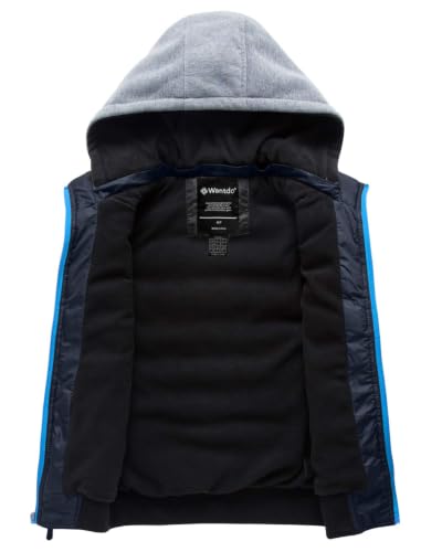 wantdo Boys' Puffer Vest Waterproof Sleeveless Winter Coat with Zip Pockets - color: Navy, size: 6-7