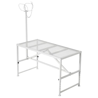 Garvee Goat Milking Stand, 47x23 Inch Livestock Stand, Metal Sheep Milking and Shearing Stand 21" to 33" Adjustable Height, with Headpiece and Nose Loop - color: White