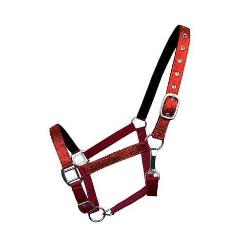 Neoprene Lined Nylon Adjustable Halter w/Glitter Overlay - color: Red