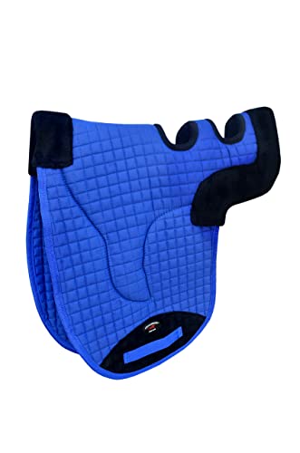 Horse Contoured Fleece Lined Quilted English Saddle Pad Black 72153 - color: Royal Blue