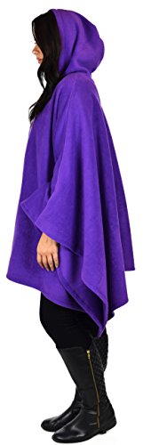 Dare2BStylish Women Poncho Style Hoodie Sweater Fleece Cover Up for Cold Weather - color: Purple