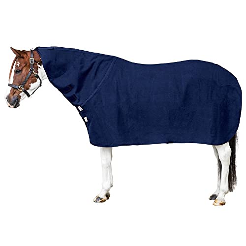 Dura-Tech Contour Wool Blend Horse Cooler Blanket | Comfort Horse Cooler | 80/20 Wool Acrylic Blend | Horse Cooler Blanket Fleece | Adjustable Surcingle | Horse Cooler - color: Navy, size: Large