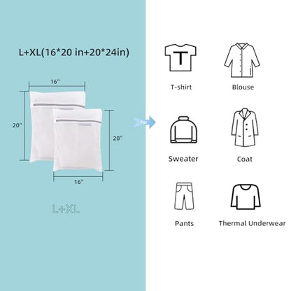 GOGOODA Mesh Laundry Bags for Delicates Durable Protective Wash Bags - size: 2L, 2XL