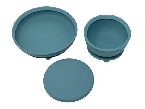 | Silicone Assist Plate and Assist Bowl Combo Pack for Toddler and Baby | Suction Bowl and Plate| Baby-Led Feeding (Citadel) - color: Citadel