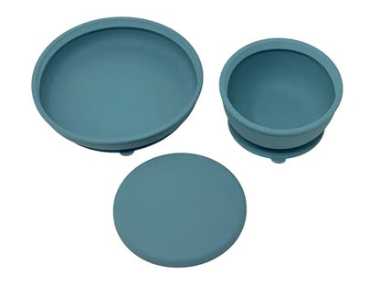 | Silicone Assist Plate and Assist Bowl Combo Pack for Toddler and Baby | Suction Bowl and Plate| Baby-Led Feeding (Citadel) - color: Citadel