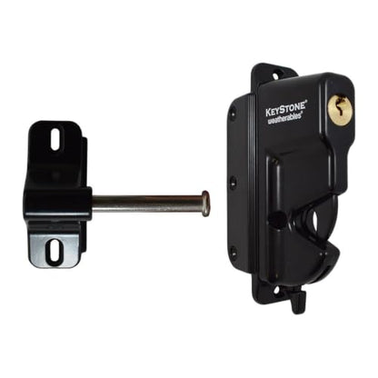 Weatherables Keystone Black Zinc Diecast Metal 1-Sided Key-Lockable Gate Latch – Heavy Duty Gate Latch with Self-Latching Gate Lock – Made for Installation on Metal, Wood & Vinyl Fences, Keyed Alike - style: 1-Side Metal