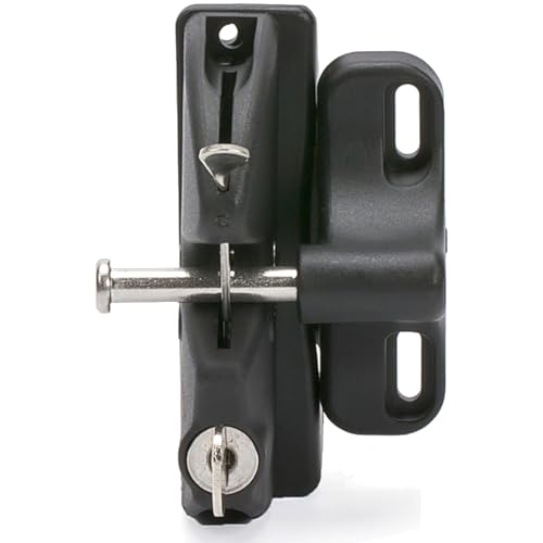 National Hardware LokkLatch Keyed Gate Latch, Polymer, Adjustable, Black | Key-Lockable Latch with Stainless Steel Components, 4-9/16 in Gap Range, Fits Wood, Metal and Vinyl Gates