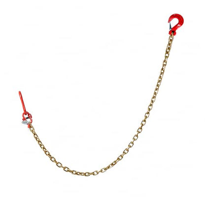 G80 Lifting Chain Sling - 6600Lb Capacity, 6FT Length, 3/8" Chain Diameter, Automatic Welded, Heat Treated, High Strength Alloy Steel with Painted Hook & Safety Factor 6:1 - size: 3/8 in x 6 ft
