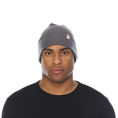 100% Merino Wool Cuff Beanie - Mens & Womens Warm Winter Hat - Watch Cap - Toque - Novelty Beanie - One Size Fits Most - color: Charcoal Gray