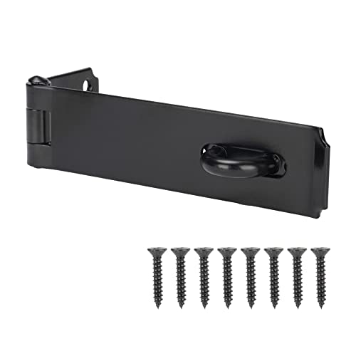 HILLMASTER Heavy Duty Door Hasp Latch 7-3/4" Extra Thick Steel Safety Gate Door Lock Padlock Clasp Hasp Lock Latch for Fence Gate Barn Door Shed Closet Cabinet, Black Finish | Padlock Clasp Hasp Lock Latch for Fence Gate Barn Door Shed Closet Cabinet, Bla