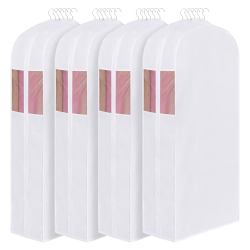 Univivi 60 Inch Cotton Garment Bag for Fur Coat 4 Pack, White - size: 60 Inch - 4 Pack