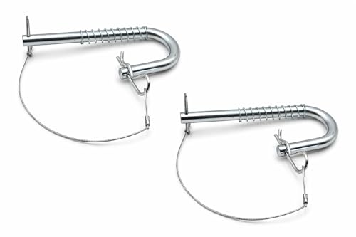 Grizzly Made 2 Pack Trailer Gate Latch Pin, Candy Cane Quick Release Spring Latch with 12" Stainless Steel Safety Cable, 9/16" Gate Pin for Utility Trailer, Farm Gate, Equipment Trailer